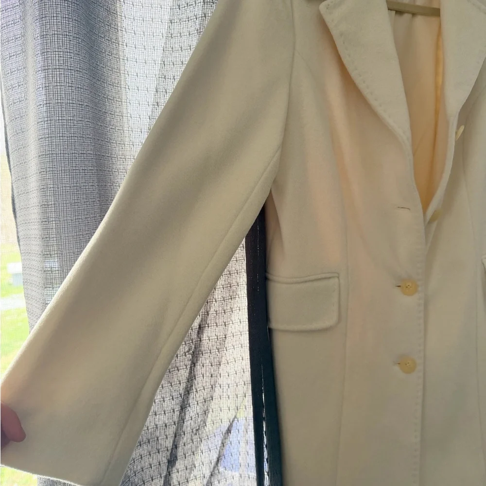 Calvin Klein Cream Single-Breasted Wool-Blend Long Coat - Picture 4 of 13